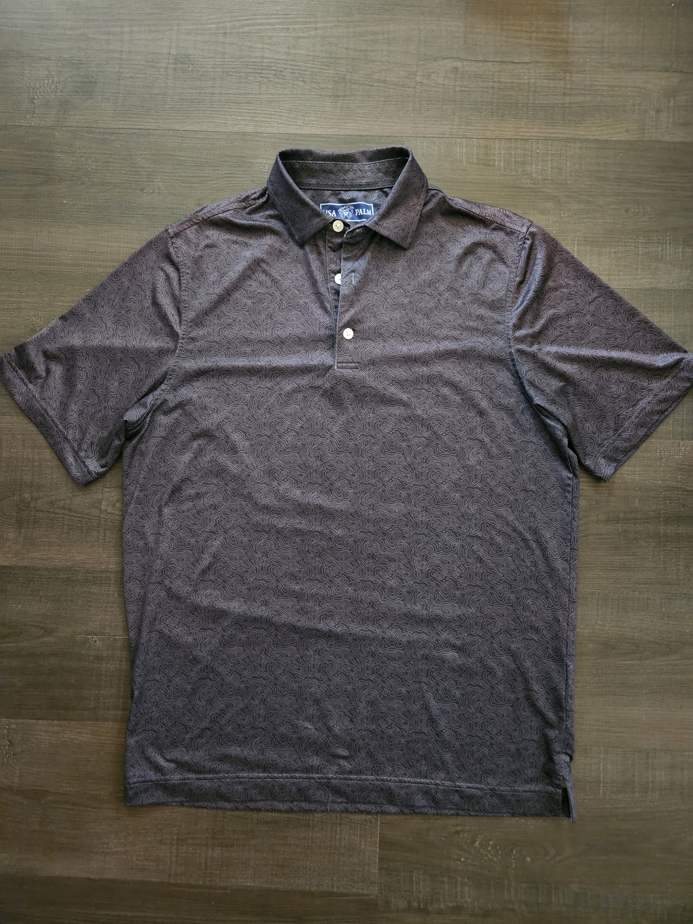 USA Palm Men's Medium Topographic Pattern Performance Golf Polo Shirt